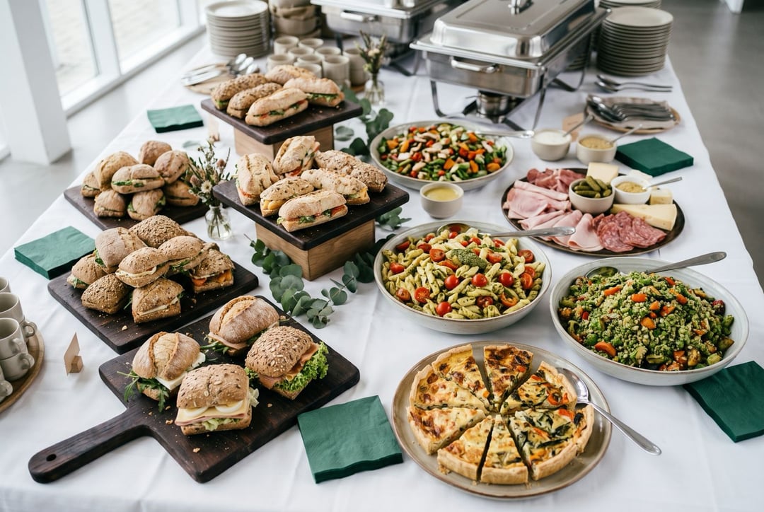 Lunchbuffet klaargezet tijdens een seminarie
